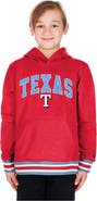 New Era Youth New Era Red Texas Rangers Knit Trim Pullover Hoodie