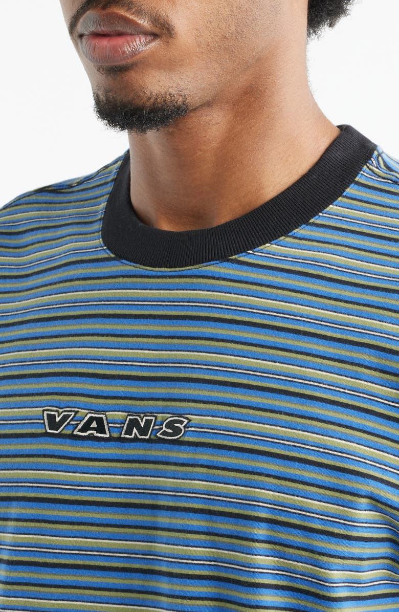 Vans Cameron Stripe Cotton T-Shirt, Alternate, color, Black-True Blue