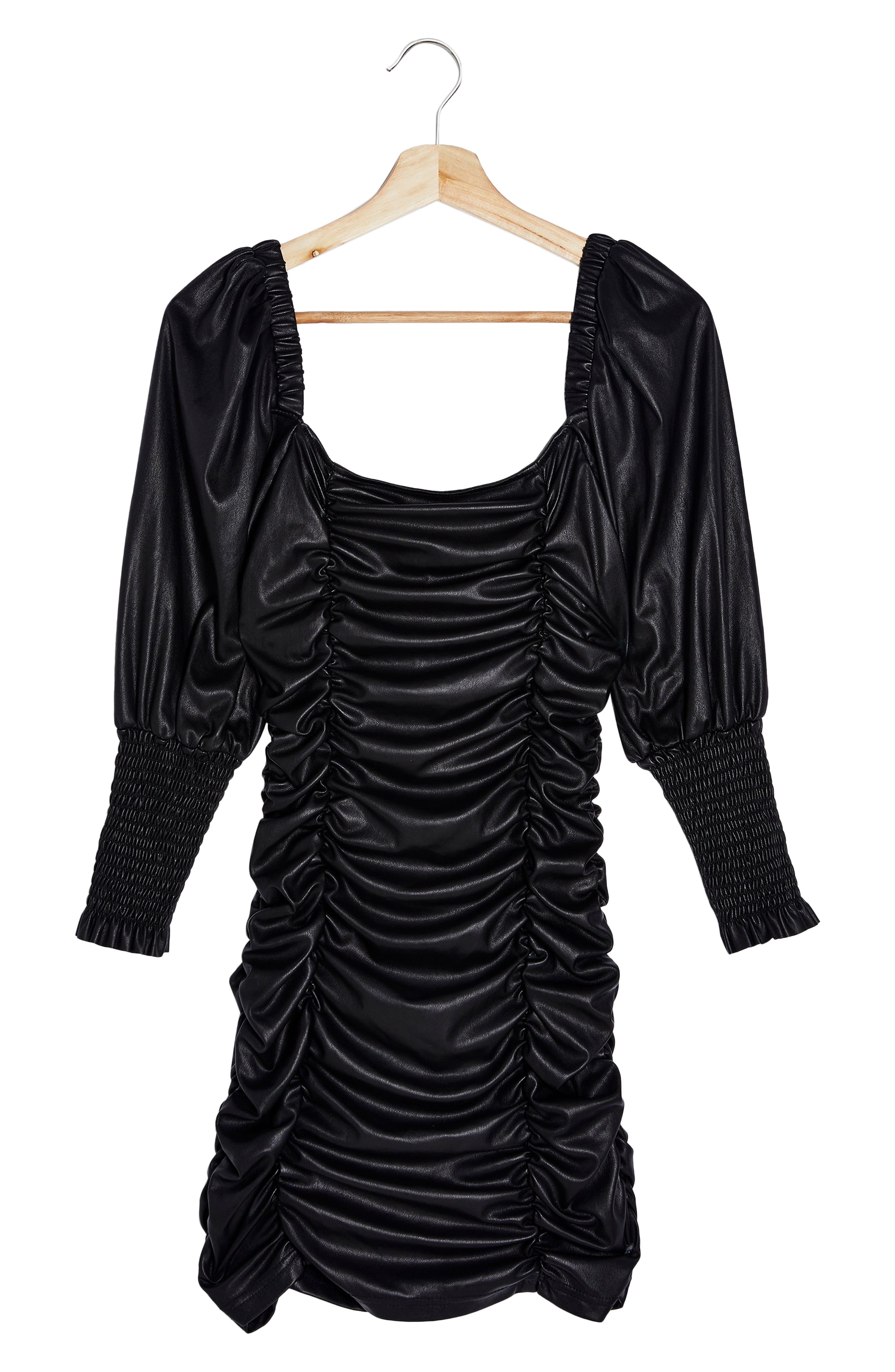 Topshop Faux Leather Ruched Minidress (Women) | Nordstromrack