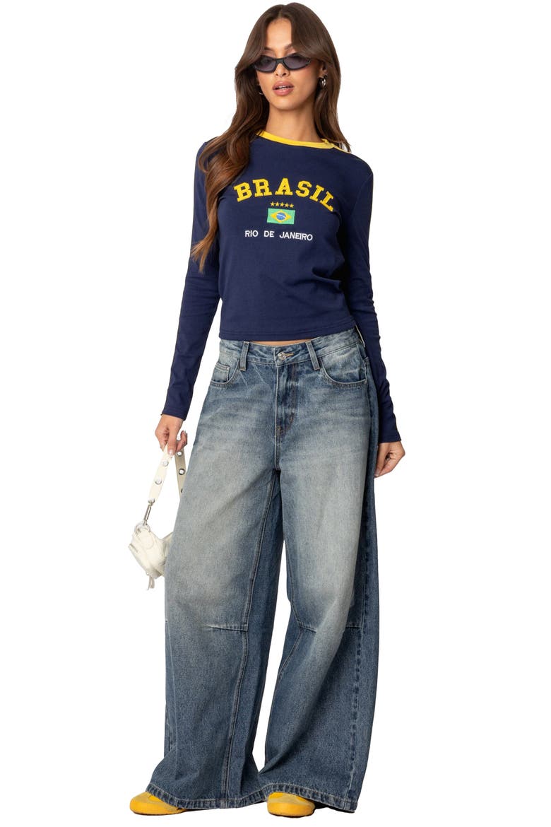 Brasil Long Sleeve T-Shirt, Alternate, color, NAVY
