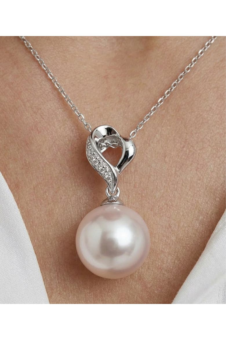 Akoya Pearl & Diamond Melissa Pendant, Alternate, color, White Gold