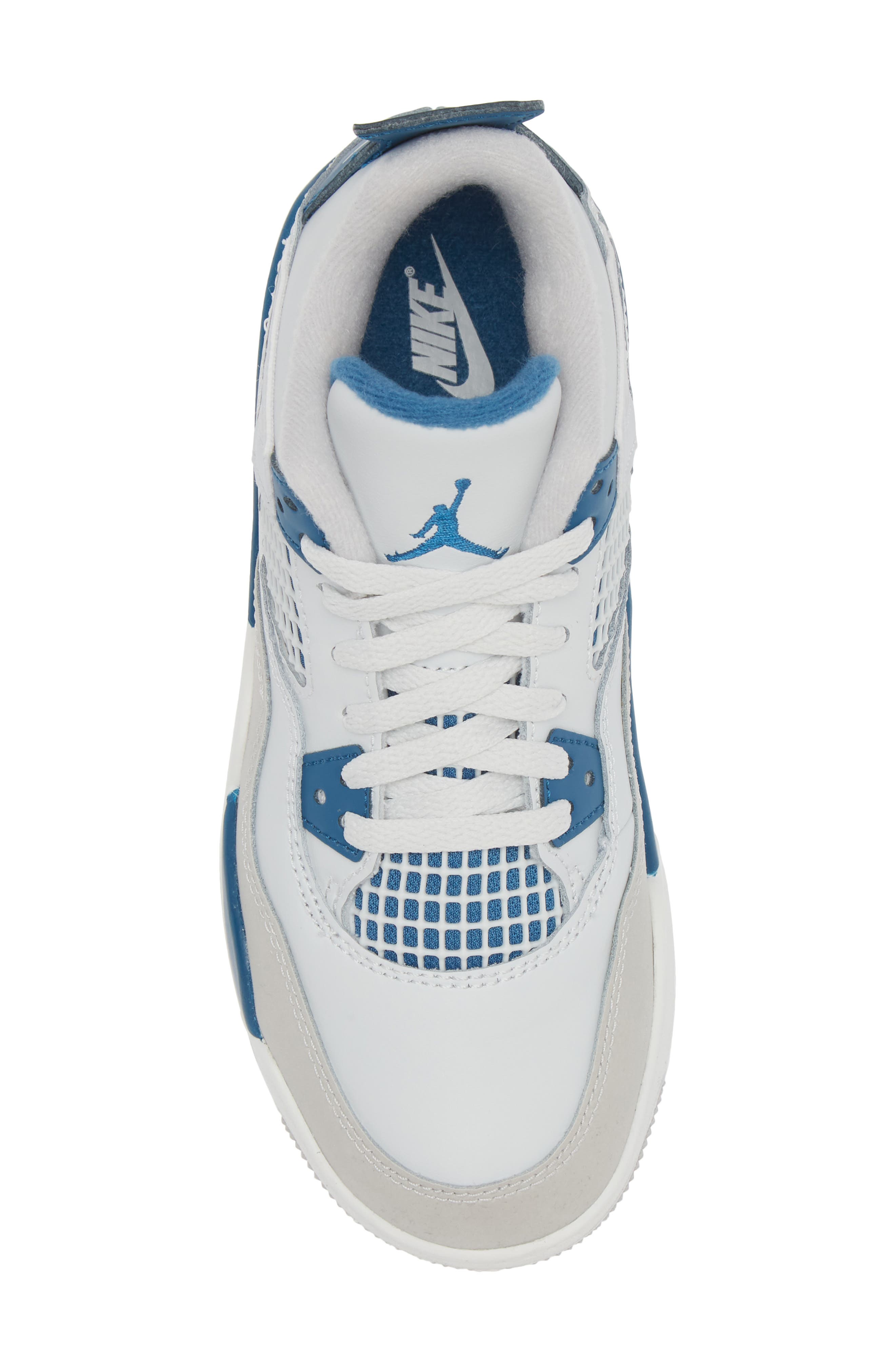 Jordan Kids' Air Jordan 4 Retro Basketball Sneaker, Alternate, color, Off White/ Blue/ Grey