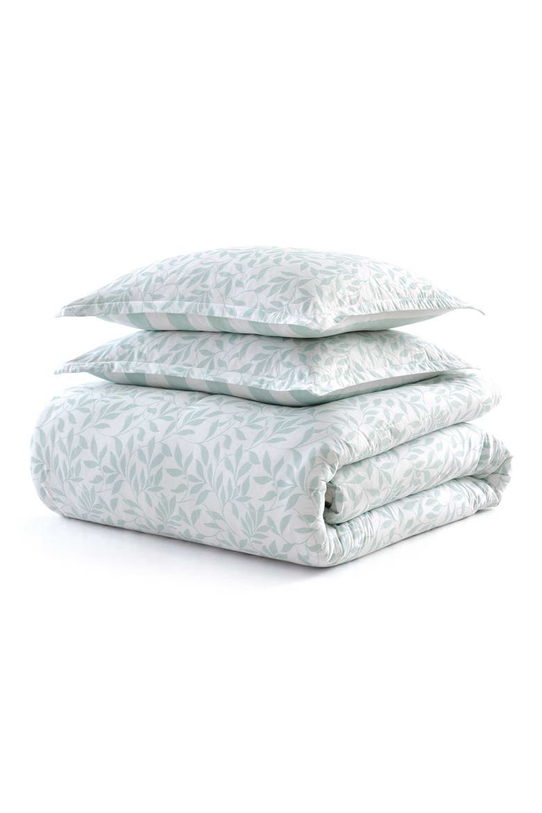 Copper Vines Cotton Comforter, Main, color, WHITE/ WINTER BLUE