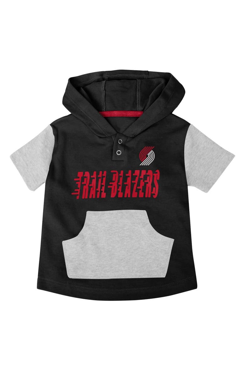 Outerstuff Infant Red/Black/Gray Portland Trail Blazers Bank Shot Bodysuit, Hoodie T-Shirt & Shorts Set, Alternate, color, 