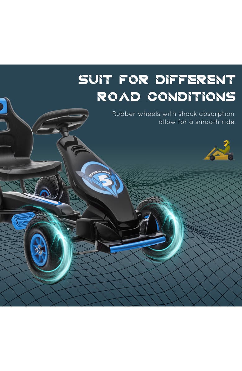 Aosom Ergonomic Pedal Go Kart with Wear-Resistant Tread, Alternate, color, Blue