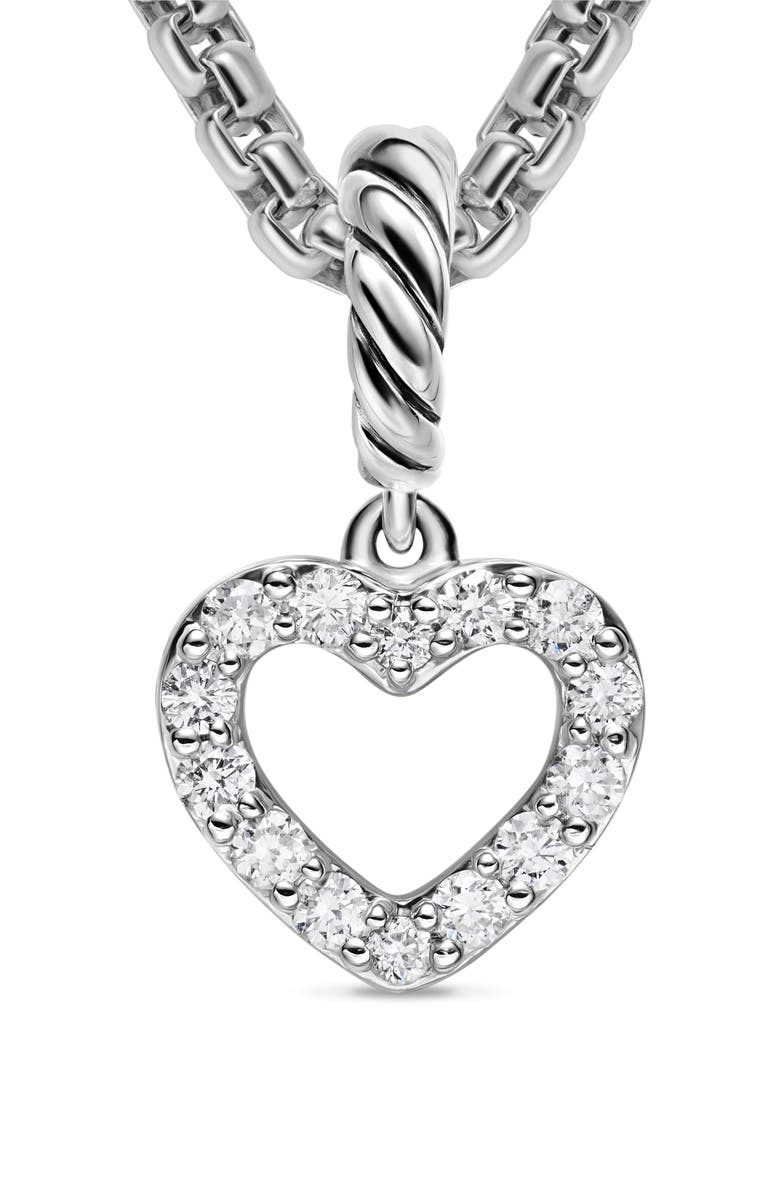 David Yurman Micro Pavé Open Heart Enhancer in Sterling Silver with Diamonds, 6.8mm, Main, color, Diamond