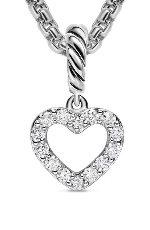 Micro Pavé Open Heart Enhancer in Sterling Silver with Diamonds, 6.8mm