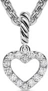 David Yurman Micro Pavé Open Heart Enhancer in Sterling Silver with Diamonds, 6.8mm
