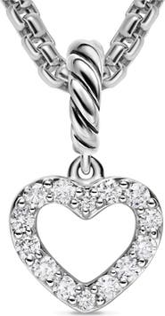 David Yurman Micro Pavé Open Heart Enhancer in Sterling Silver with Diamonds, 6.8mm