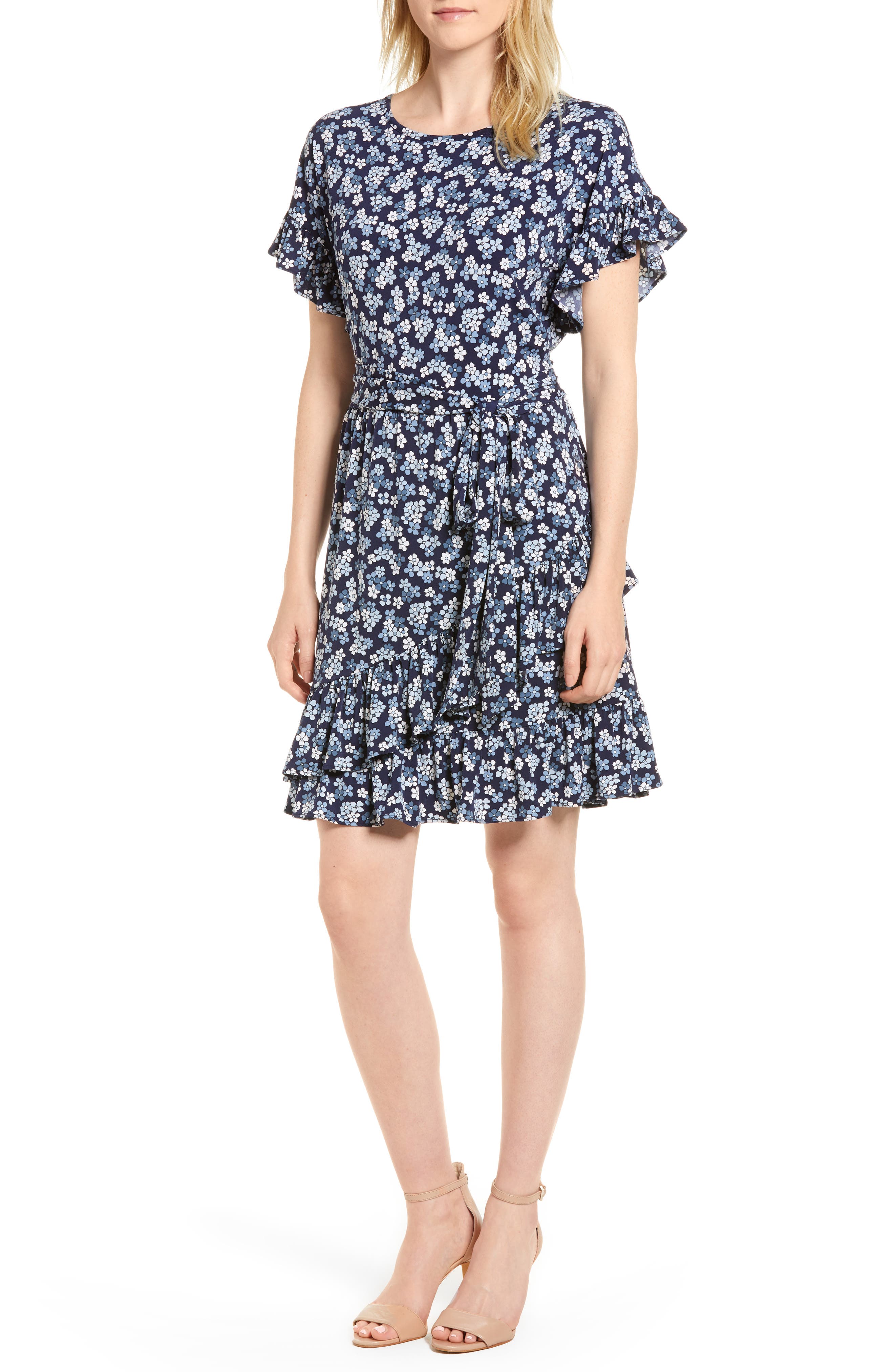 MICHAEL Michael Kors Cherry Blossom Ruffle Wrap Dress (Women ...