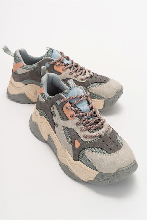 Forever & Always Shoes Loretta Platform Sneakers In Gray Pink