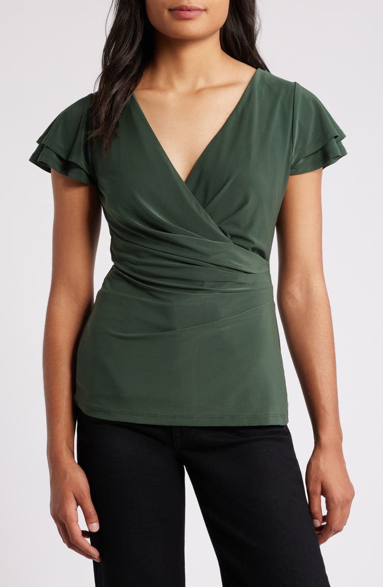 Vince Camuto Surplice V-Neck Knit Top, Main, color, Military Green