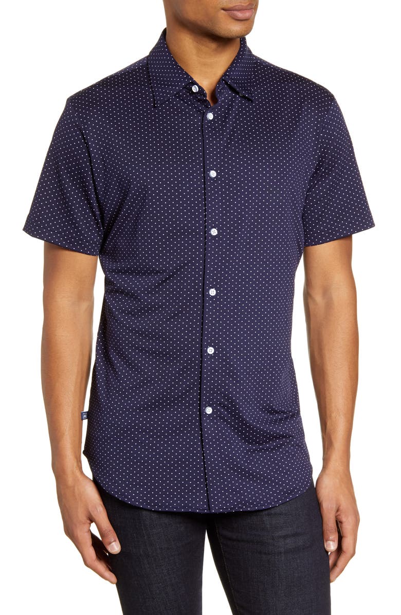 Mizzen+Main Spinnaker Trim Fit Short Sleeve Button-Up Performance Shirt, Main, color, 