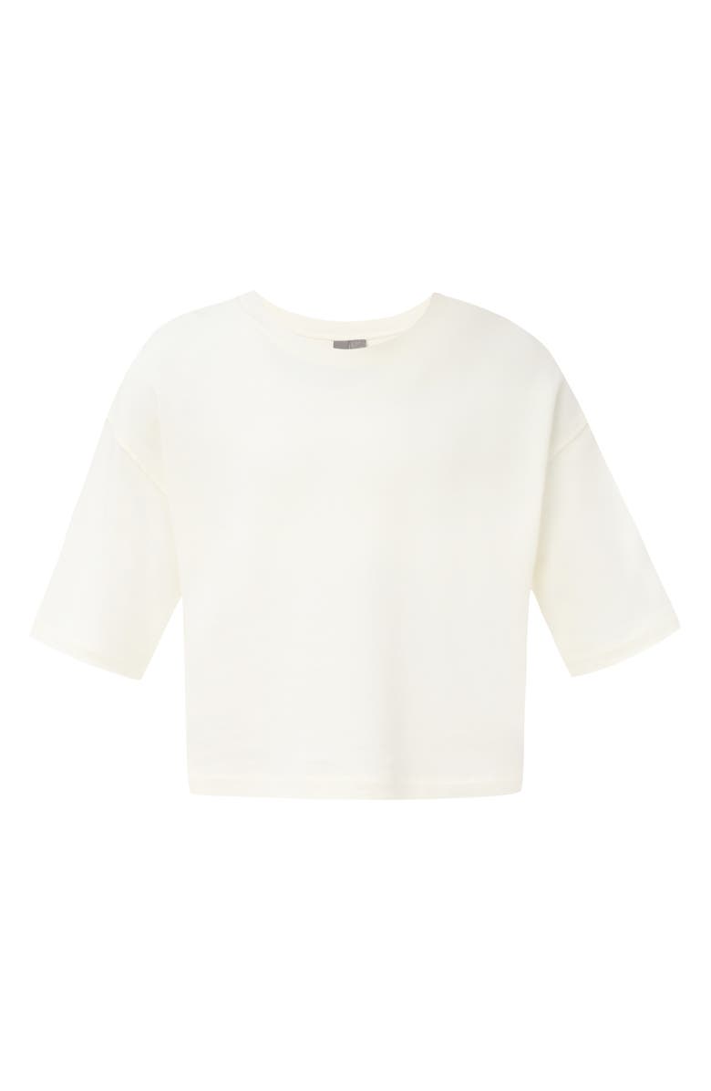 Sweaty Betty After Class Short Sleeve Cotton Blend Sweatshirt, Alternate, color, Dove White