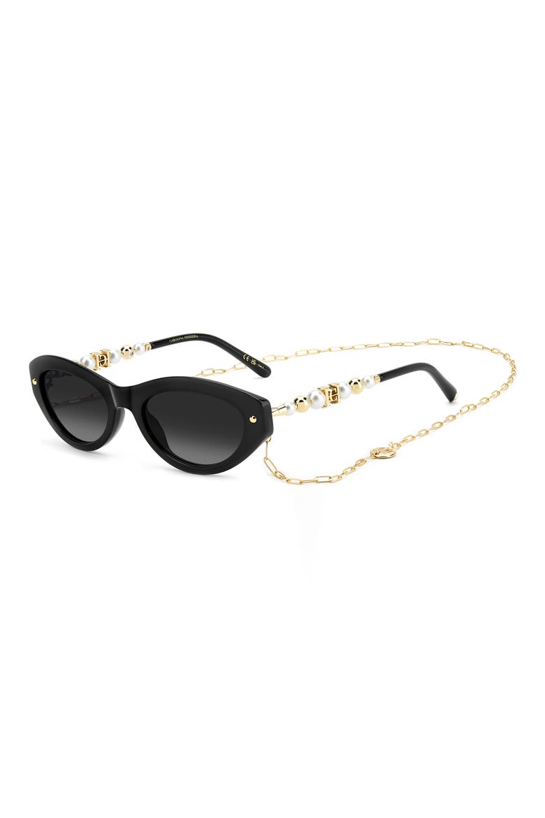 HER 0406/S 52mm Cat Eye Sunglasses, Alternate, color, BLACK/ DARK GREY SF