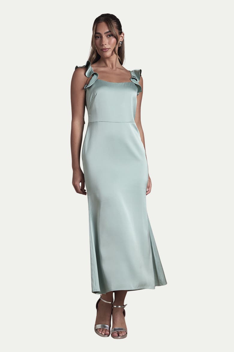 Satin Bridesmaid Midi Dress, Alternate, color, Sage