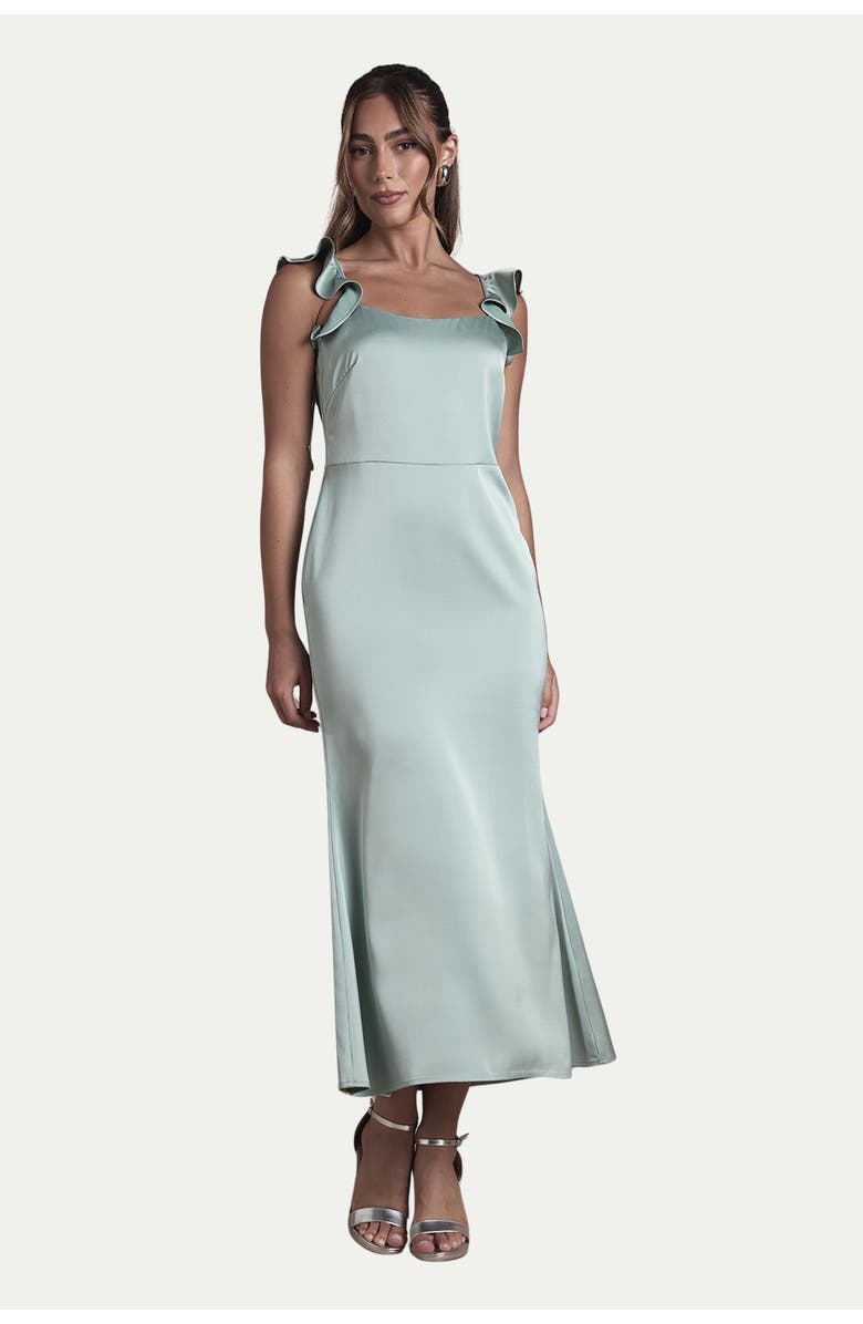 Oasis Satin Bridesmaid Midi Dress, Alternate, color, Sage