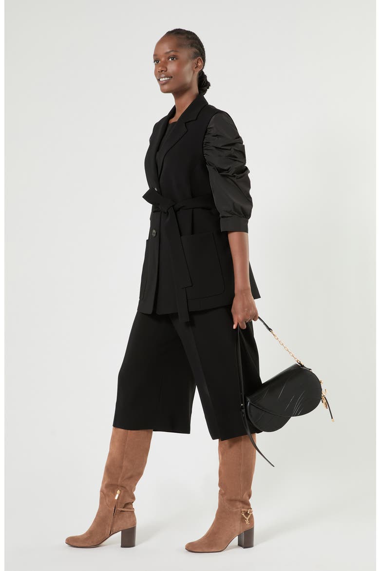 Wide Leg Crop Trousers, Alternate, color, BLACK