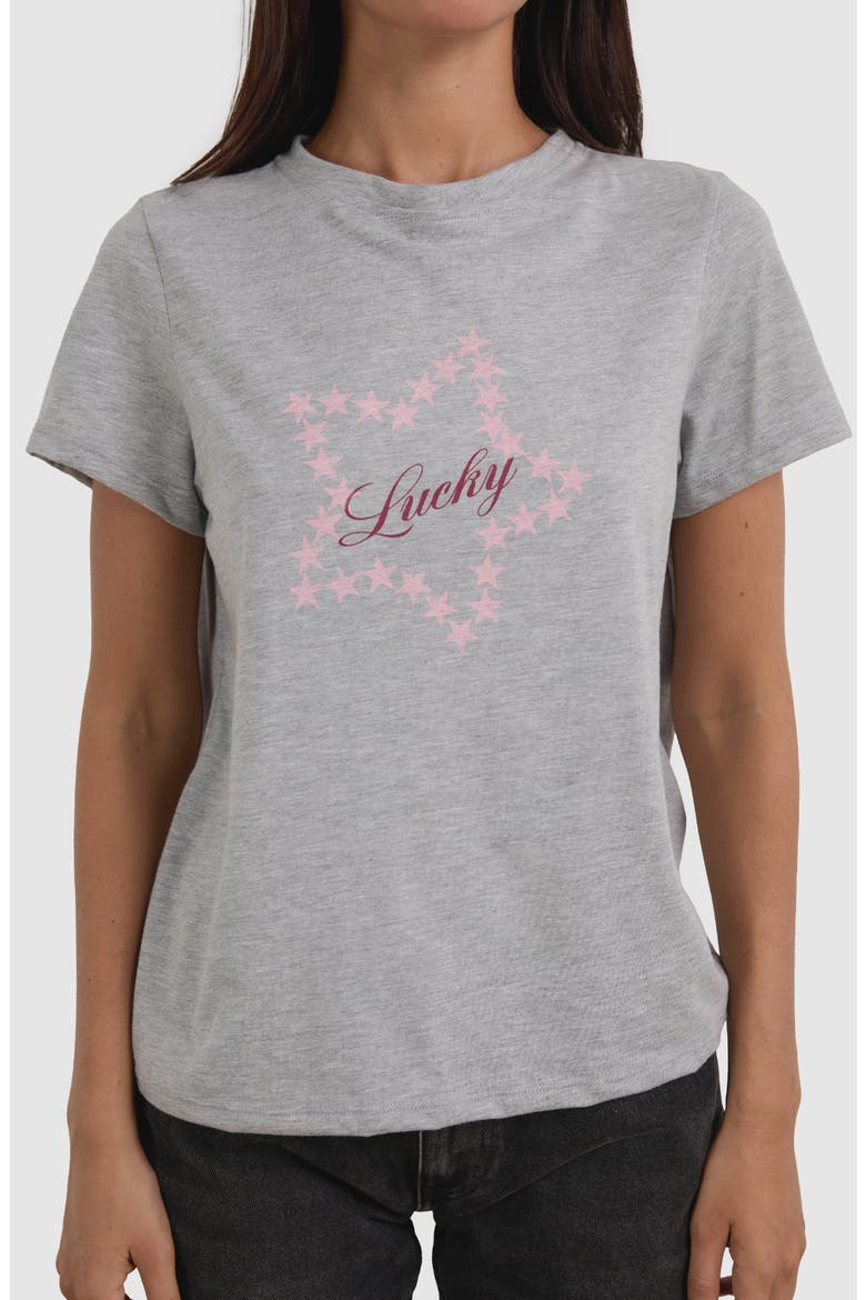 Saki Lucky Star Cotton Graphic T-Shirt, Alternate, color, GREY MARL LUCKY STAR