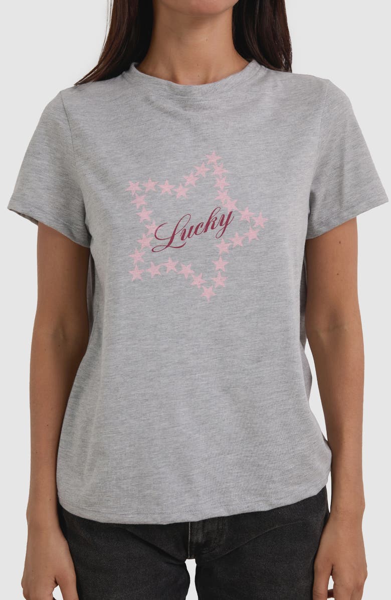 Motel Saki Lucky Star Cotton Graphic T-Shirt, Alternate, color, Grey Marl Lucky Star