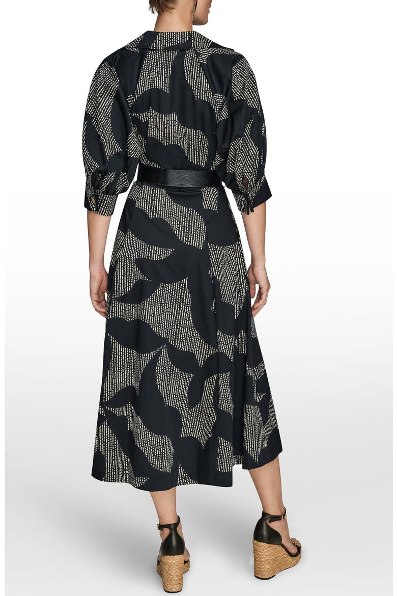 Abstract Print Belted Midi Shirtdress, Alternate, color, BLACK/ SAND