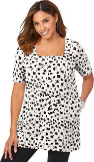 Jessica London Stretch Cotton Square Neck Tunic