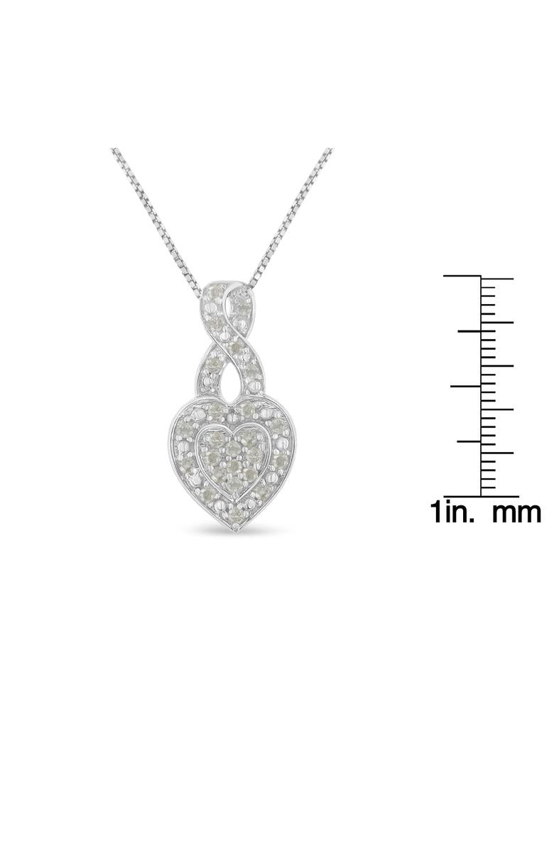 Haus of Brilliance .925 Sterling Silver 1/3 Cttw Diamond Awareness Ribbon Halo Heart Pendant Necklace, Alternate, color, Silver