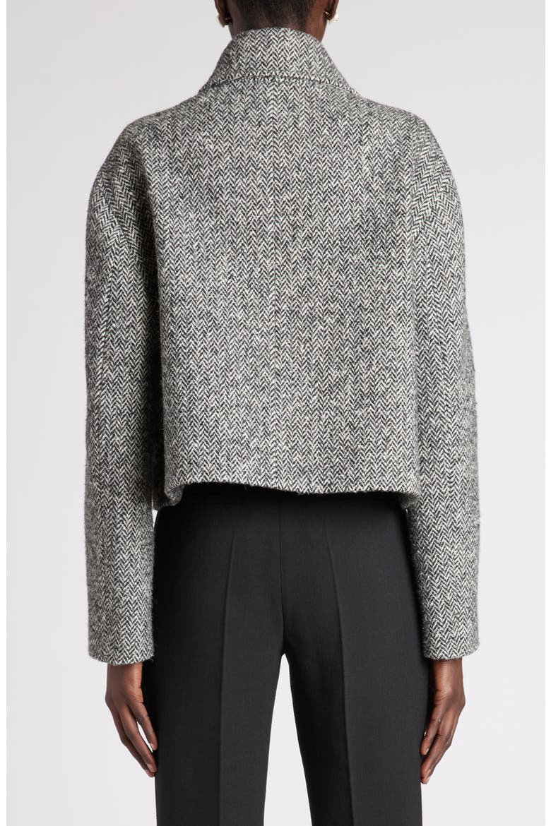Chevron Virgin Wool Blend Jacket, Alternate, color, IVORY/ BLACK