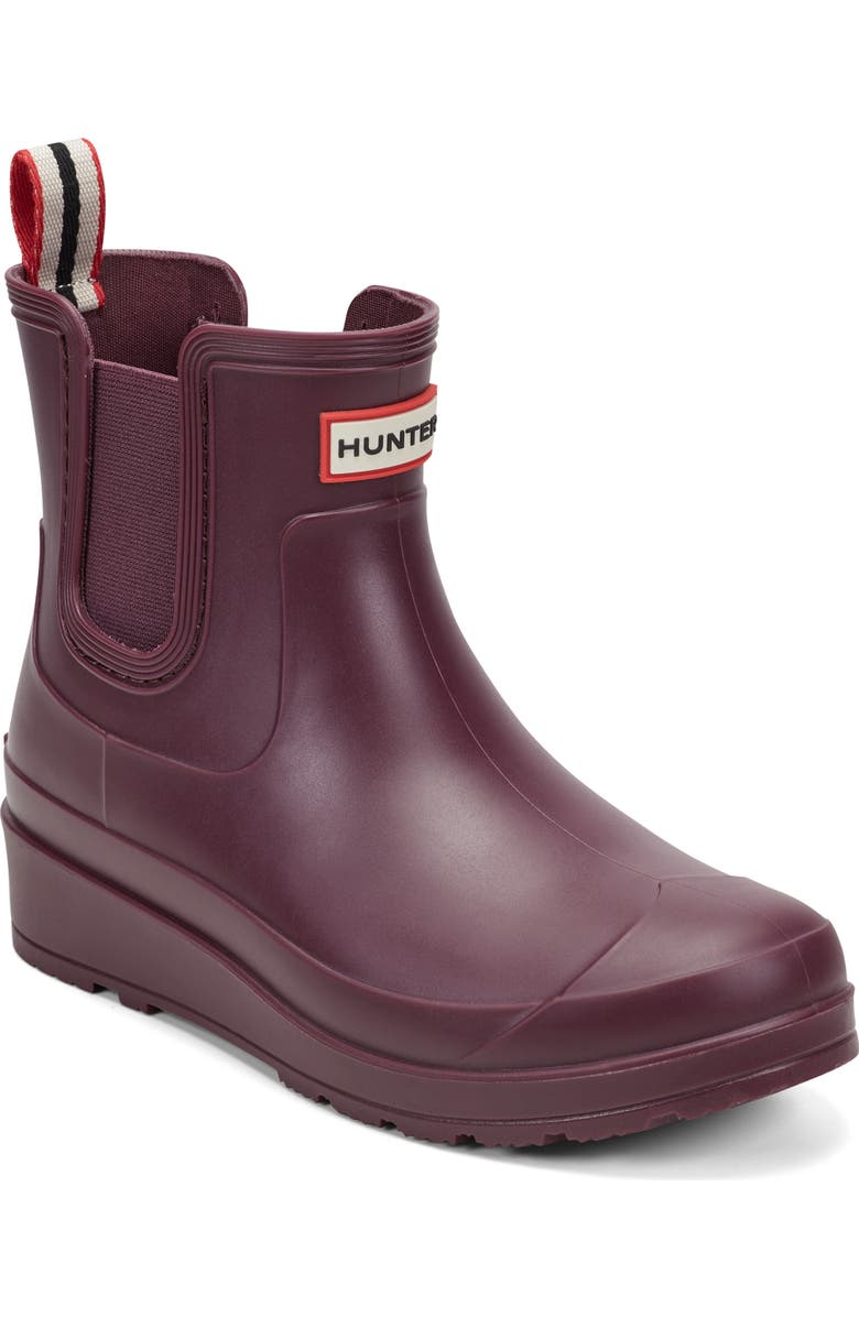 Hunter Tabitha Chelsea Waterproof Rain Boot, Main, color, Dark Red