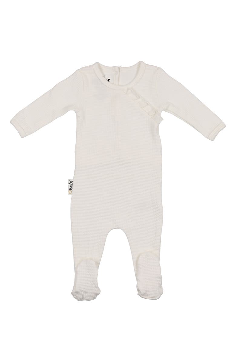 Manière Ruffle Waffle Weave Stretch Cotton Footie, Main, color, 