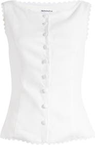 Reformation Amela Linen Button-Up Top