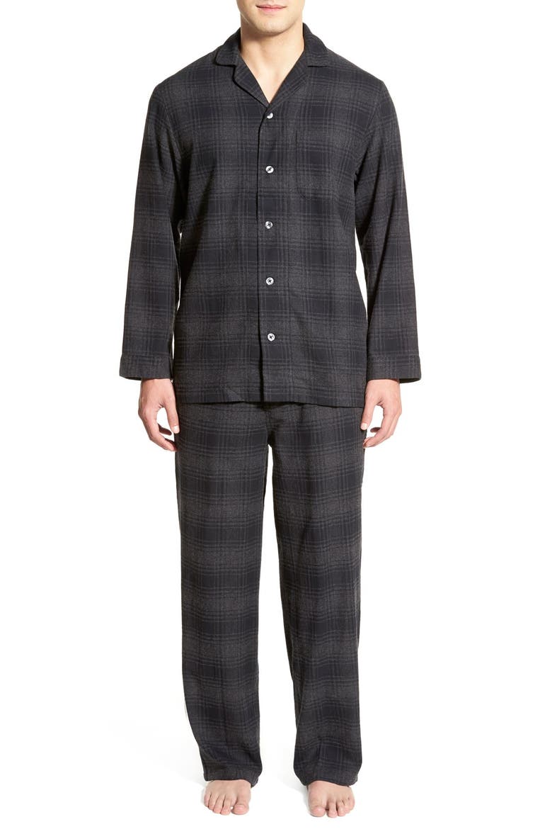 824 Flannel Pajamas, Main, color, BLACK/ CHARCOAL PLAID