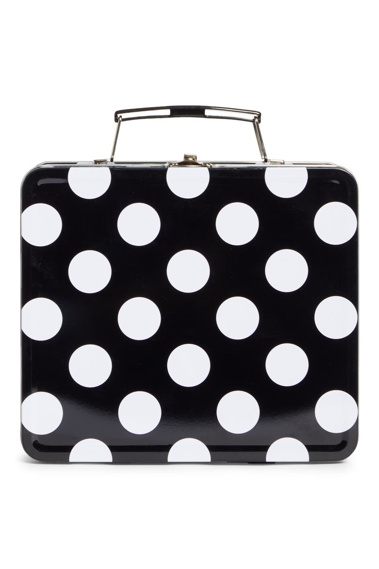 Polka Dot Top Handle Bag, Main, color, BLACK