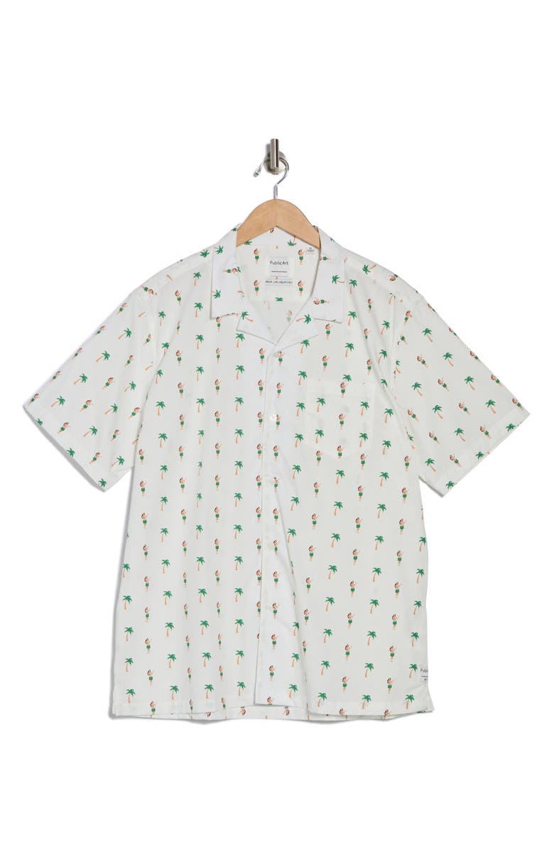 Public Art Hit The Beach Camp Shirt, Alternate, color, White