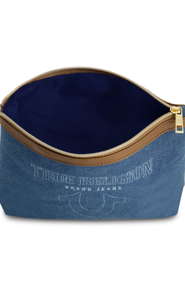 True Religion Trapezoid Zip Cosmetic Bag, Alternate, color, Denim