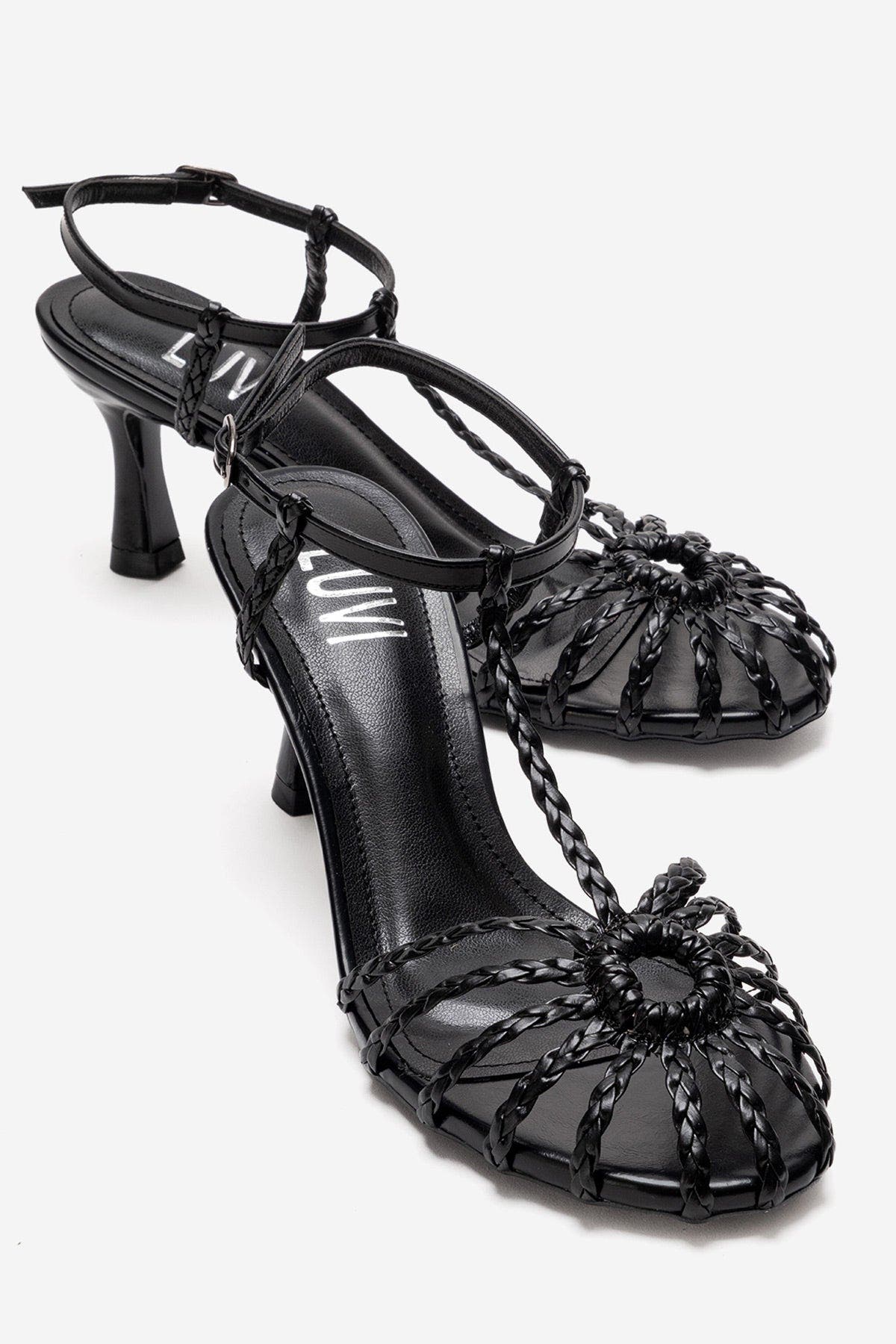 Prologue Shoes Gerald Woven Strap Stiletto Pump, Alternate, color, Black