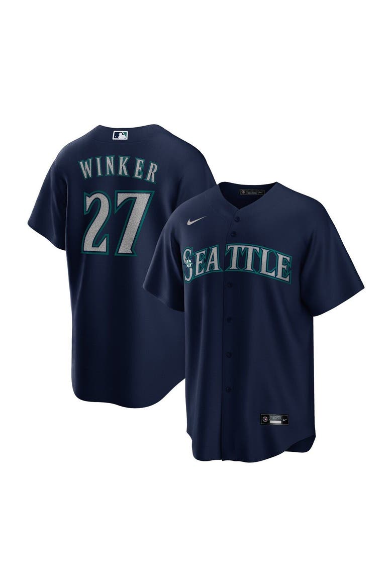 Men's Nike Jesse Winker Navy Seattle Mariners Alternate Replica Player Jersey, Main, color, Navy