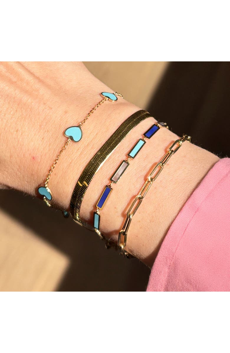 The Lovery Fine Jewelry Turquoise Heart Station Bracelet, Alternate, color, Turquoise