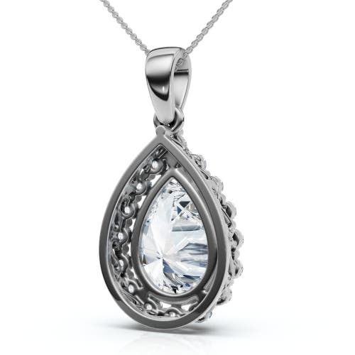 Bliss Diamond Certified 3.40ct Pear Shape Diamond Halo Dangle Penadnt 14k Gold Lab Grown 1" In 14k White Gold