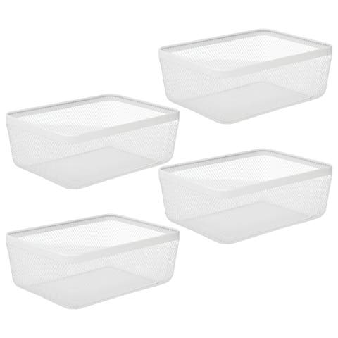 Metal Wire Food Organizer Storage Bin Basket for Kitchen, Pantry, Bathroom, Laundry Room, Closets, Garage - White, 4 Pack
