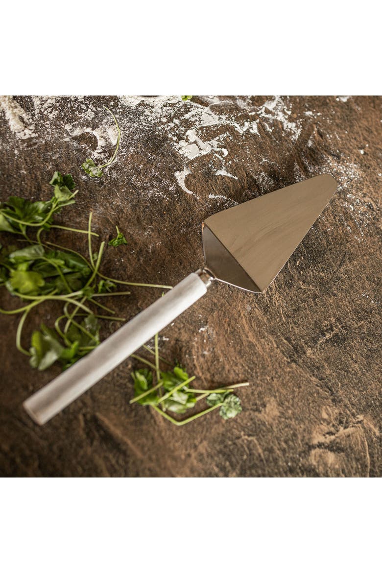Whitewash Wood Handle Metal Serving Utensil, Alternate, color, Brown