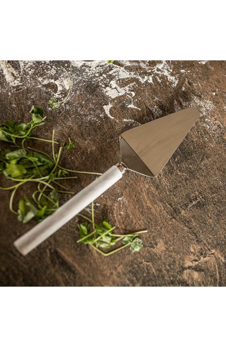 Foreside Home and Garden Whitewash Wood Handle Metal Serving Utensil, Alternate, color, Brown