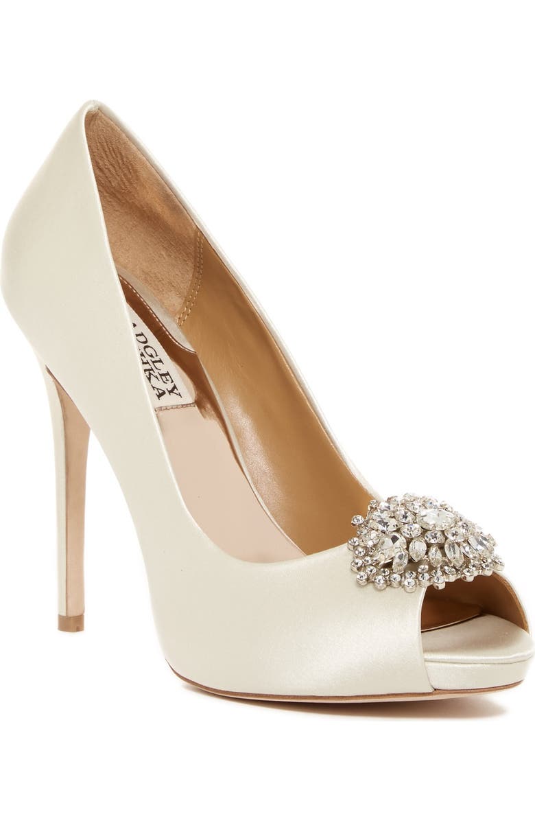 Badgley Mischka Collection Badgley Mischka 'Jeannie' Crystal Trim Open Toe Pump, Main, color,