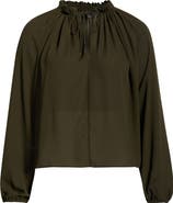 Madewell Long-Sleeve Tie-Neck Top