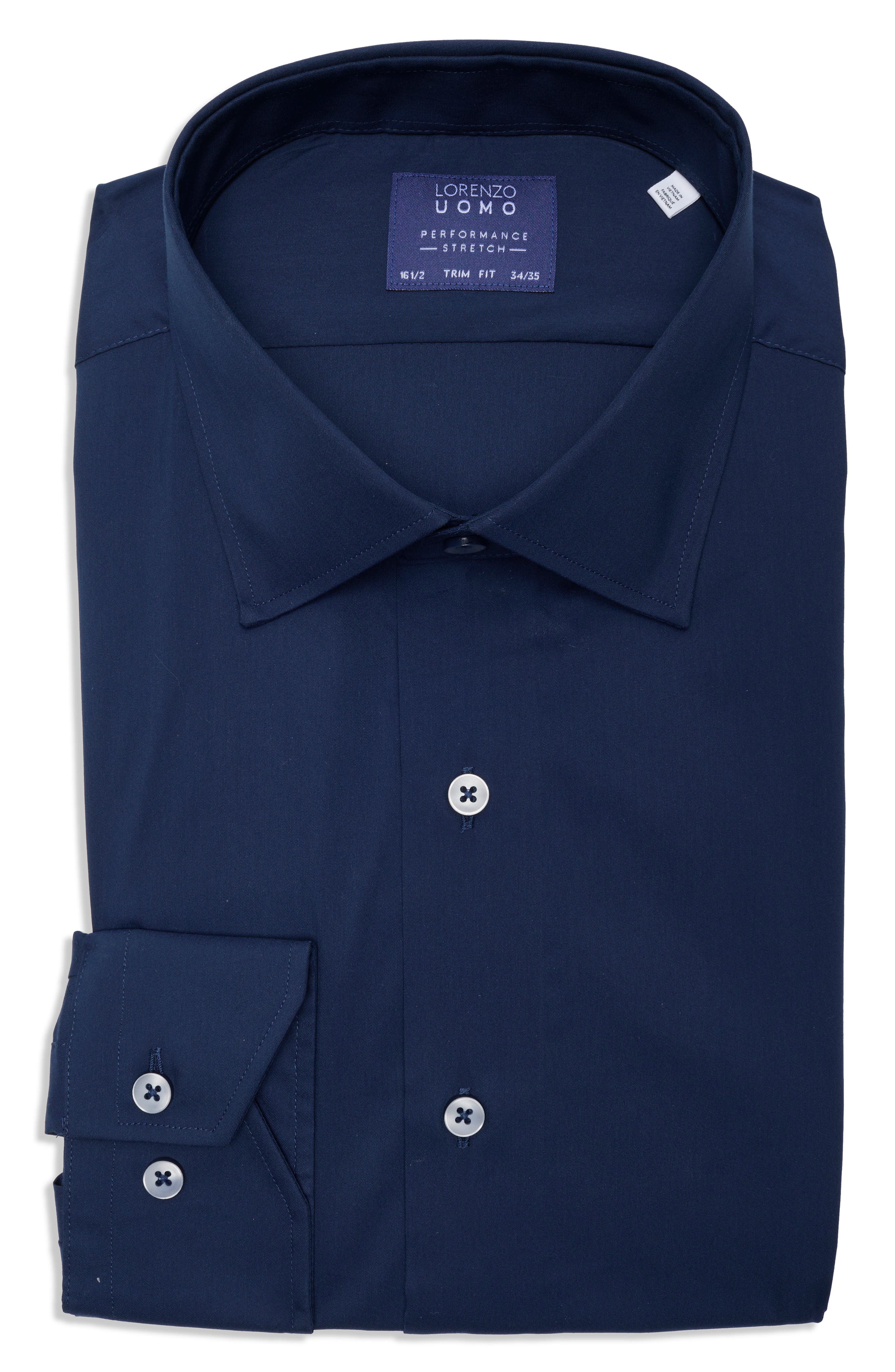 Lorenzo Uomo Travel Cotton Stretch Trim Fit Dress Shirt