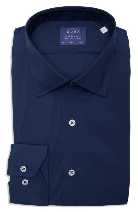 Travel Cotton Stretch Trim Fit Dress Shirt