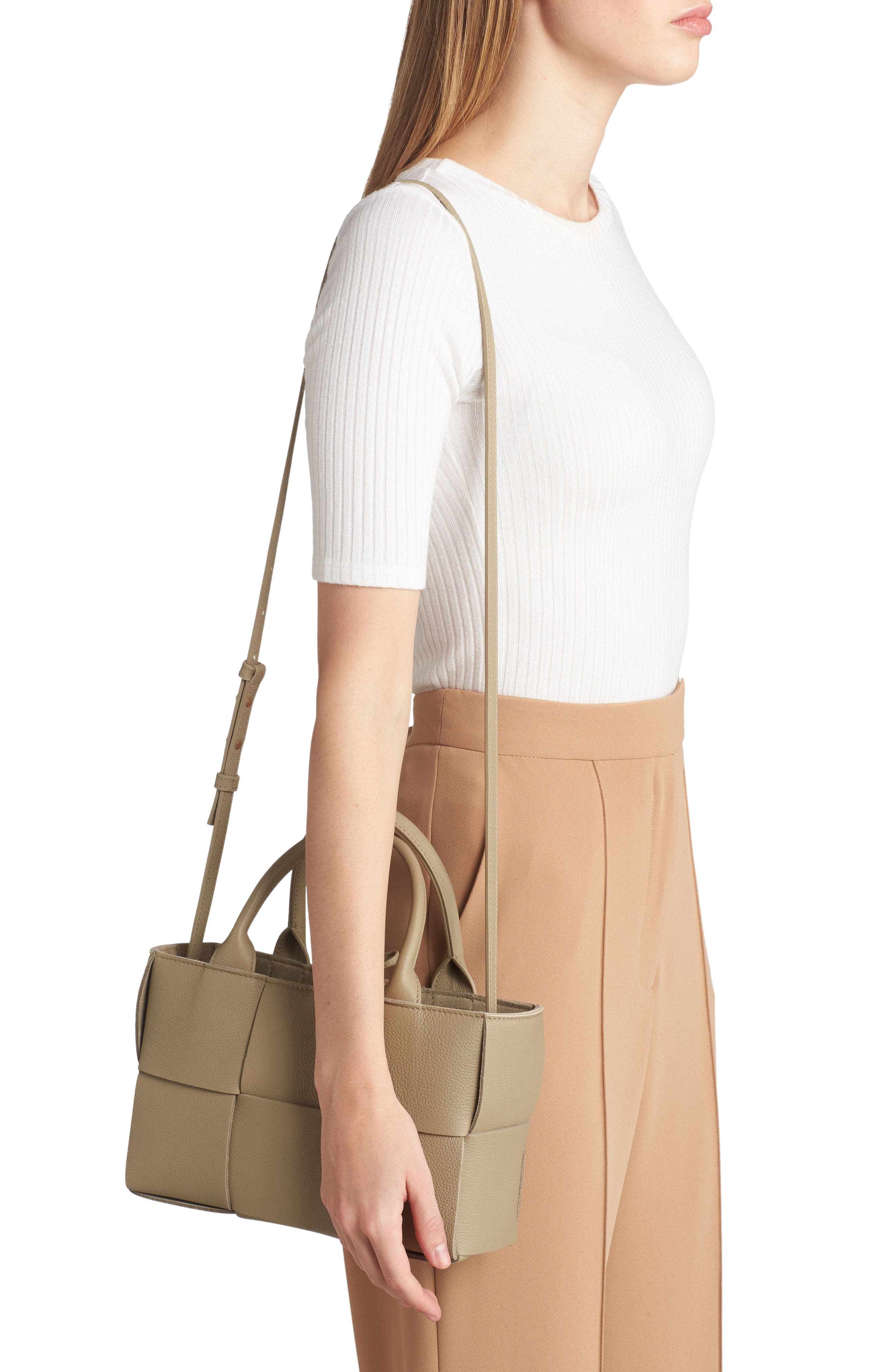 Arco Intrecciato Leather Tote, Alternate, color, TAUPE-GOLD