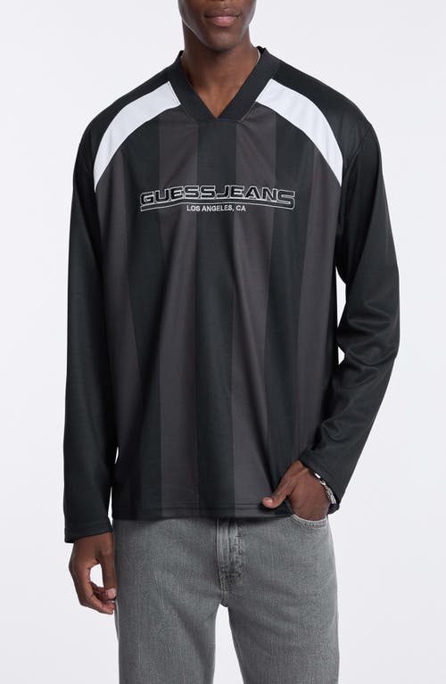 Guess Jeans V-neck Soccer Jersey In Black