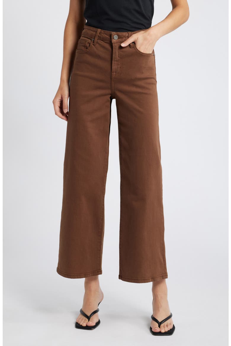 High Waist Wide Leg Jeans, Main, color, BROWN