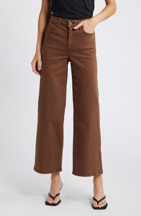 High Waist Wide Leg Jeans (Brown)